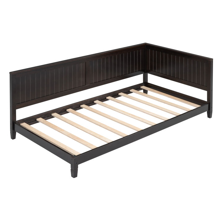 Whisen Classic Design Wood Daybed, Sofa Bed with Backrset and Unique Armrset