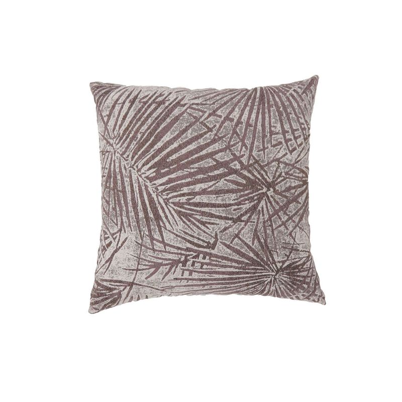 Contemporary Style Palm Leaves Designed Set of 2 Throw Pillows, Brown image number 0