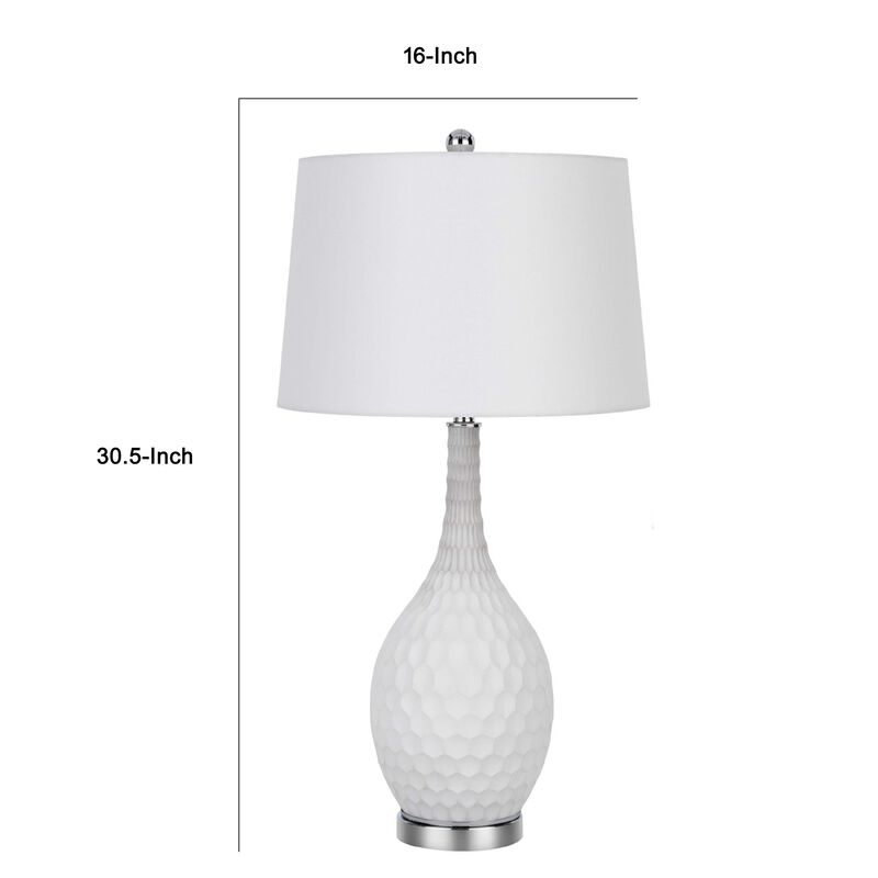 Table Lamp Set of 2, Sculpted Slim Neck Glass Base, Off White Shade image number 7