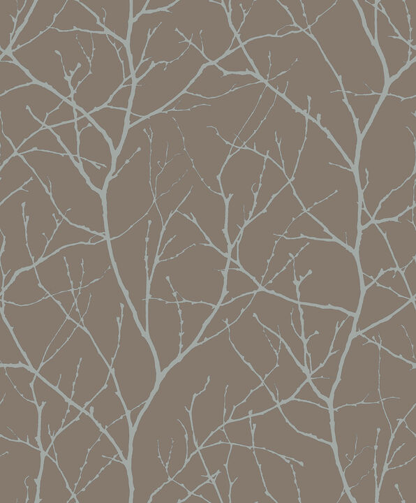 Trees Silhouette Mocha & Silver Wallpaper