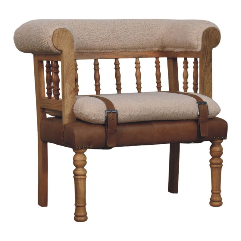 Artisan Furniture Solid Wood Strapped Hallway Boucle Bench