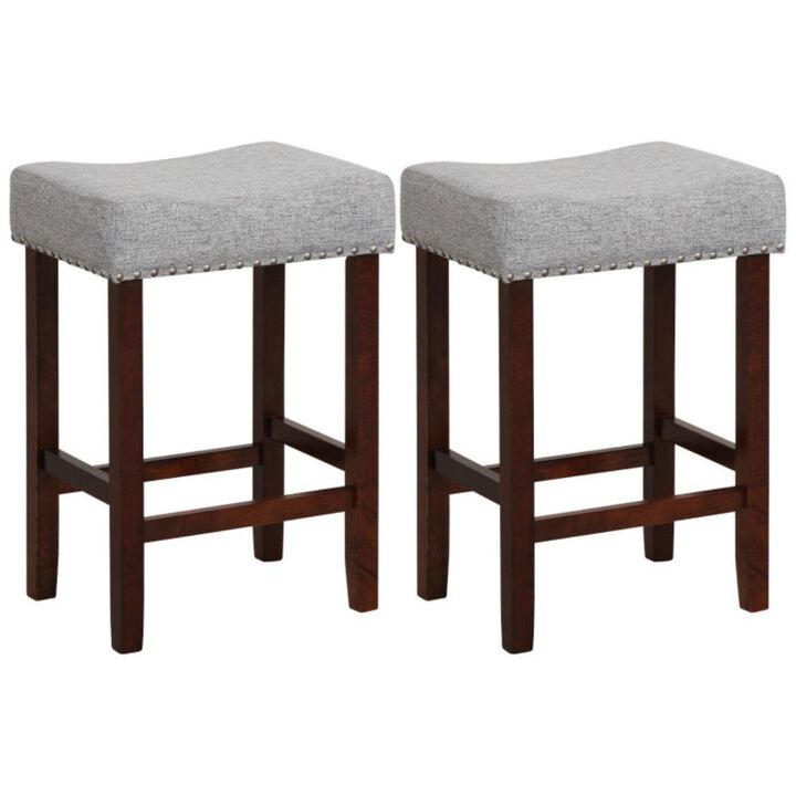 Hivvago Set of 2 Bar Stool with Curved Seat Cushions