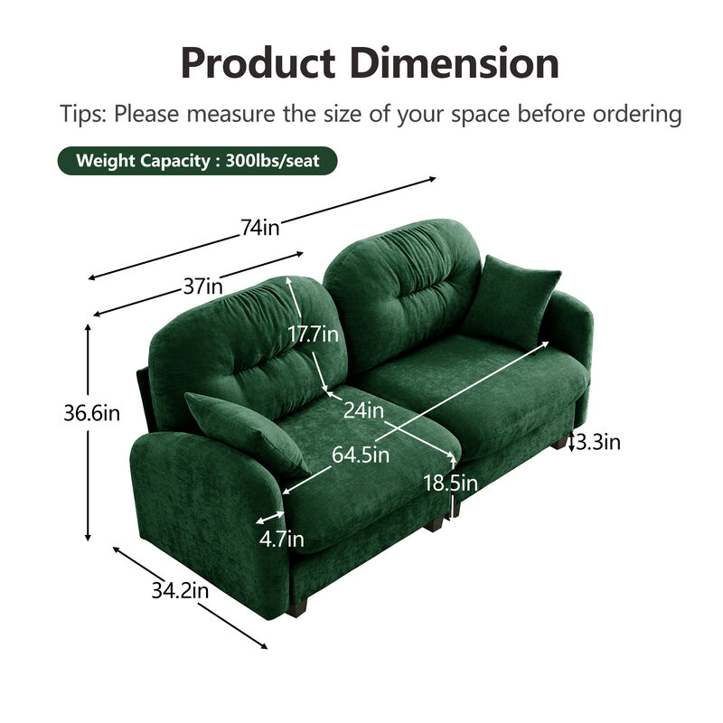 TATEUS Loveseat Cloud Sectional Sofa &ndash; Chenille Fabric, Tufted Backrest & Ergonomic Design