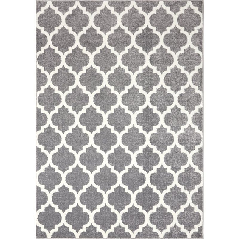 Novelle Home Claremont Grey White Ogee Area Rug, 5' x 8', 5'3 x 7'7 image number 0