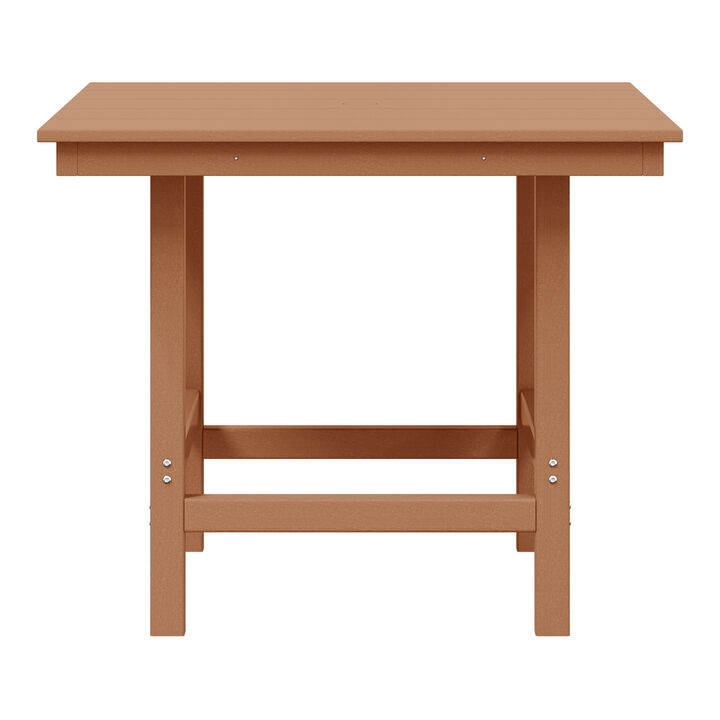 WestinTrends Outdoor HDPE 36" Square Patio Dining Table with Umbrella Hole