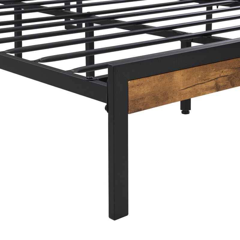 Merax Metal Platform Bed with Wooden Headboard & Footboard image number 6