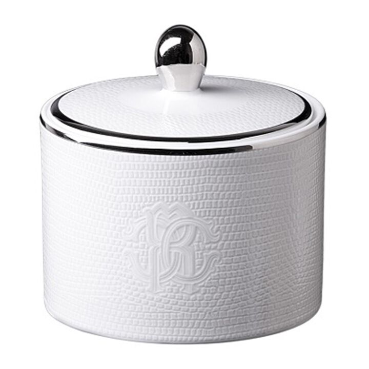 Sugar Pot LIZARD PLATIN   diam. 3.3", H 3.5"