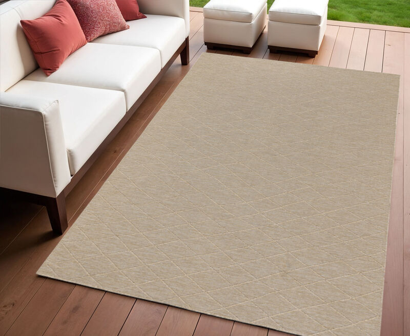 HomeRoots 4' X 6' Natural And Light Brown Geometric Indoor Outdoor Area Rug image number 1