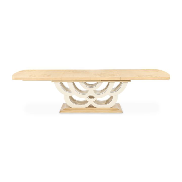 Michael Amini Camellia Field Rectangular Pedestal Dining Table - Caramel
