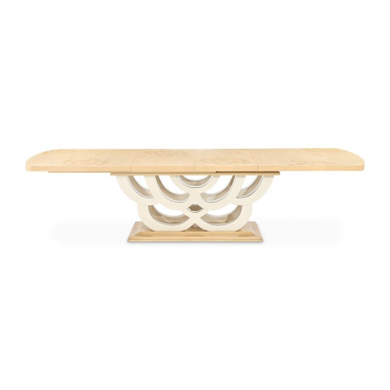 Michael Amini Camellia Field Rectangular Pedestal Dining Table - Caramel image number 1