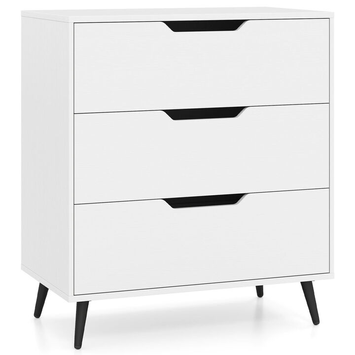 Rustic Farmhouse Wooden 3 Drawer Storage Dresser for Bedroom Organizer Chest