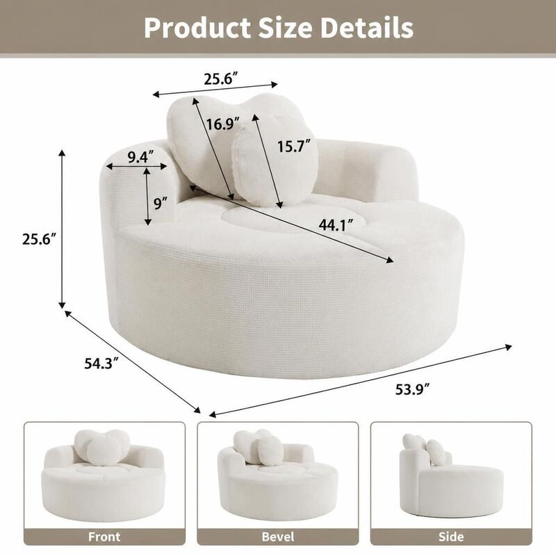GOODSILO Multi-functional Round Memory Foam Sectional Convertible Sofa Bed Cloud Couch for Small Living Spaces, Apartments and Offices image number 1
