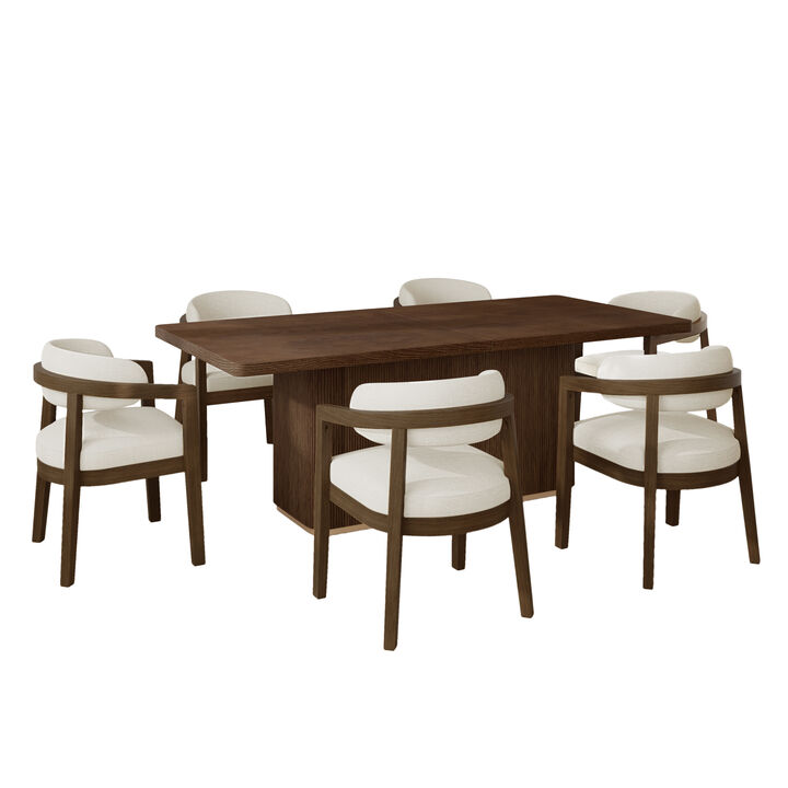 Christopher Knight Home Candice Contemporary 7 Piece Rubberwood Upholstered Dining Set with Oversized Rectangular Table