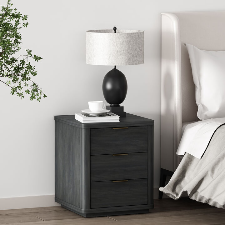 Evelyn Narrow 3-Drawer Nightstand in Dark Gray