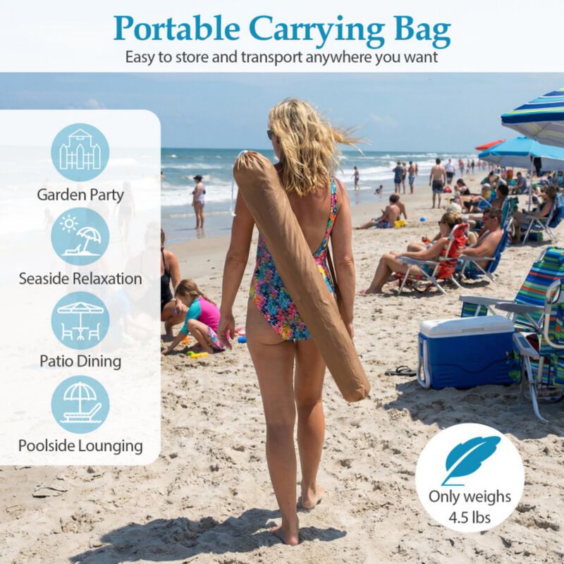 6 FT Thatched Beach Umbrella with Push Button Tilt Carrying Bag image number 7
