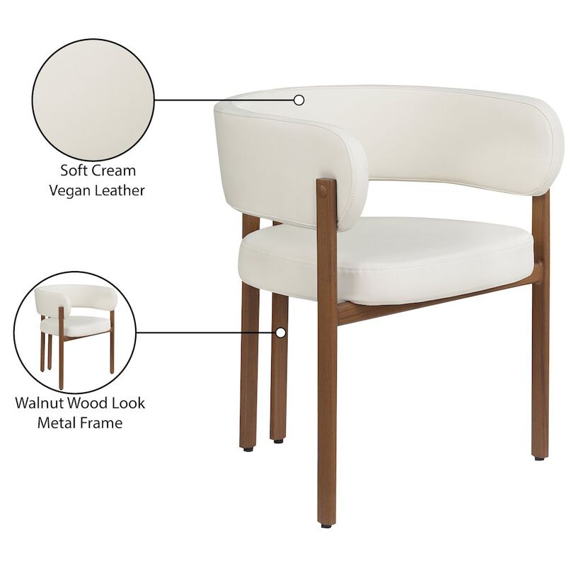 Meridian Furniture Gideon Cream Vegan Leather Dining Chair, Set of 2