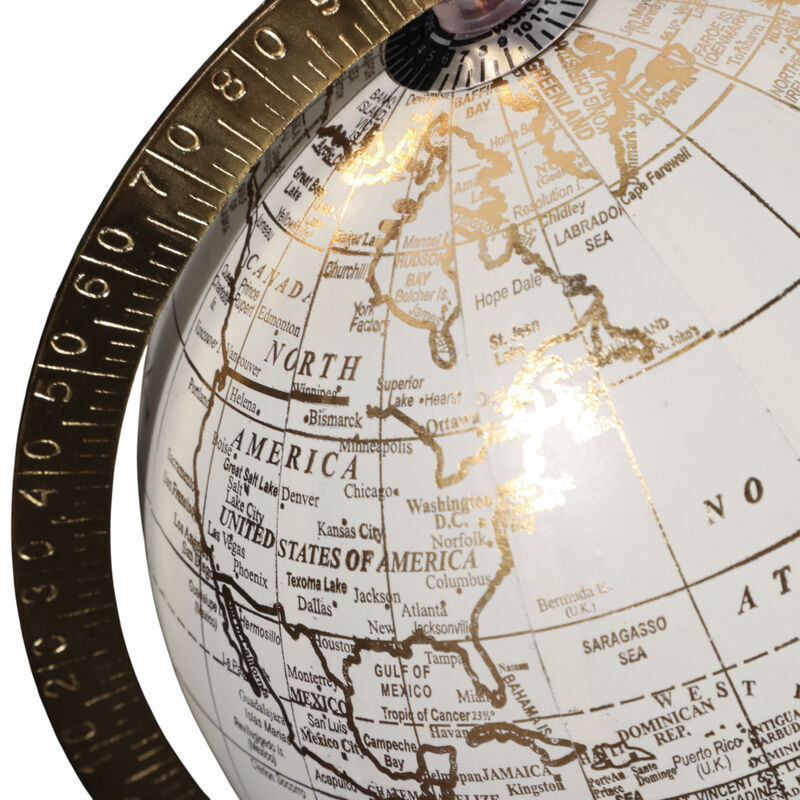 10x7" Globe On Marble Base, White/gold image number 4