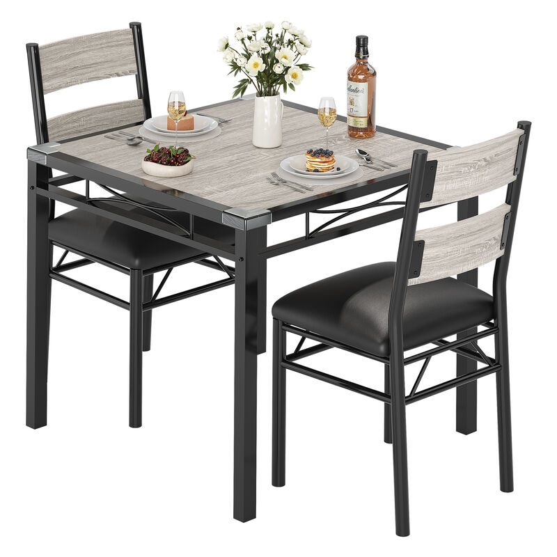 Space Saving 3-Piece Dining Table Set. Sturdy Wood Table & Padded Chairs with Corner Guards. Compact Design for Apartment Kitchen Breakfast Nook image number 0