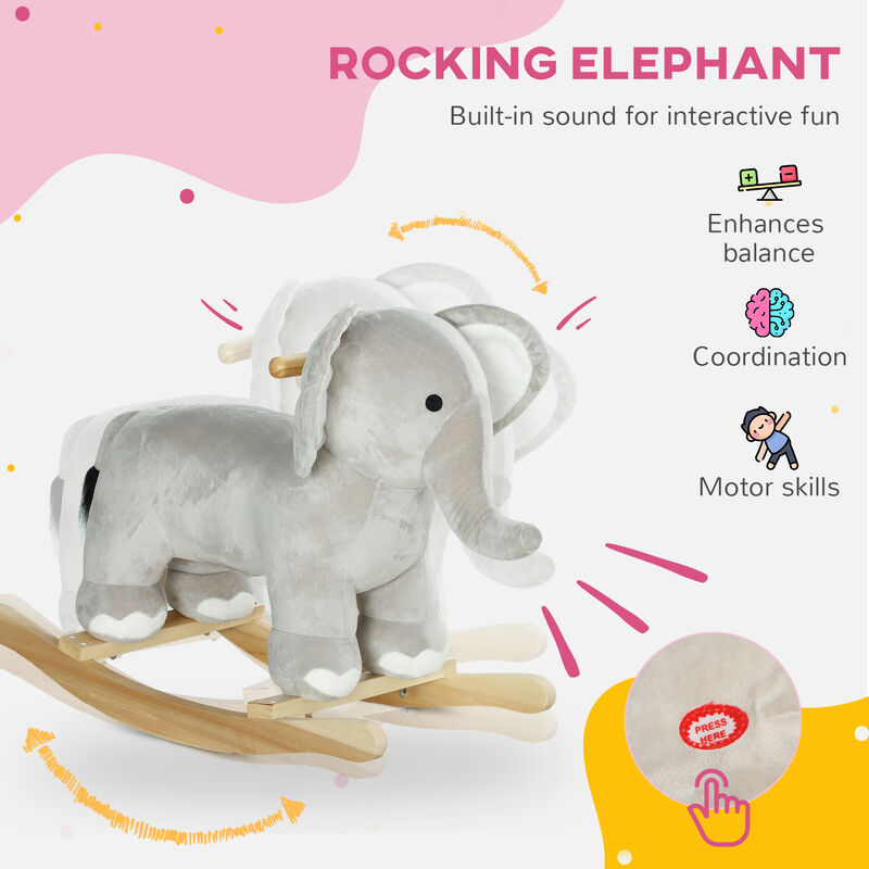 BreeBe Elephant Rocker with Realistic Sounds (Ages 2&ndash;4) image number 3