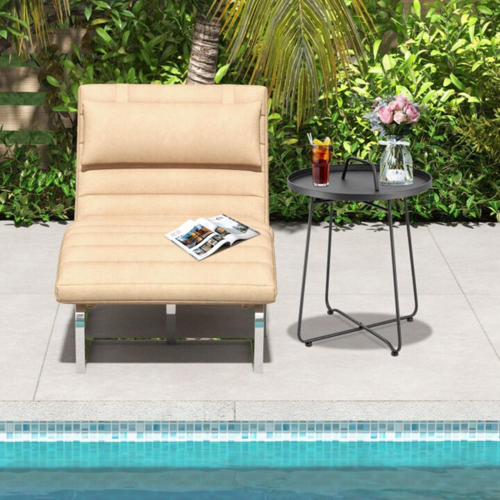 Hivvago Outdoor Metal Patio End Side Table Weather Resistant with Handle