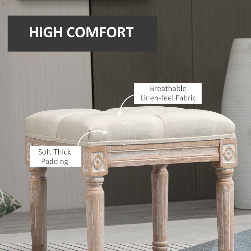 Hivvago Vintage Tufted Ottoman Bench with Wooden Legs image number 4