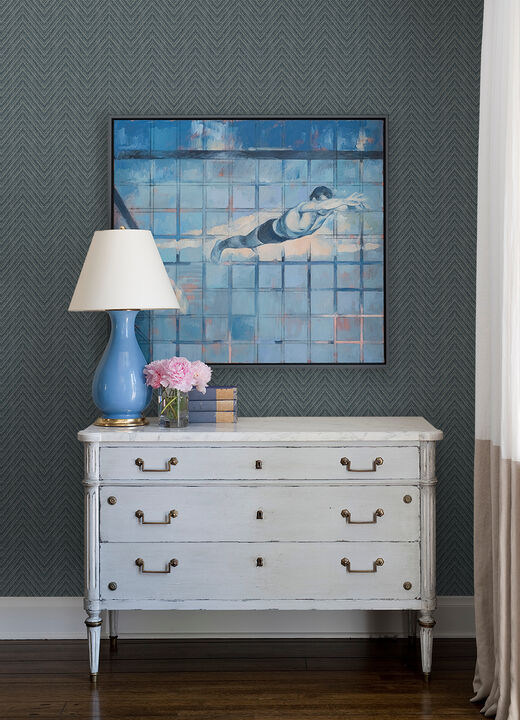 Glynn Teal Chevron Wallpaper (Set of 2)