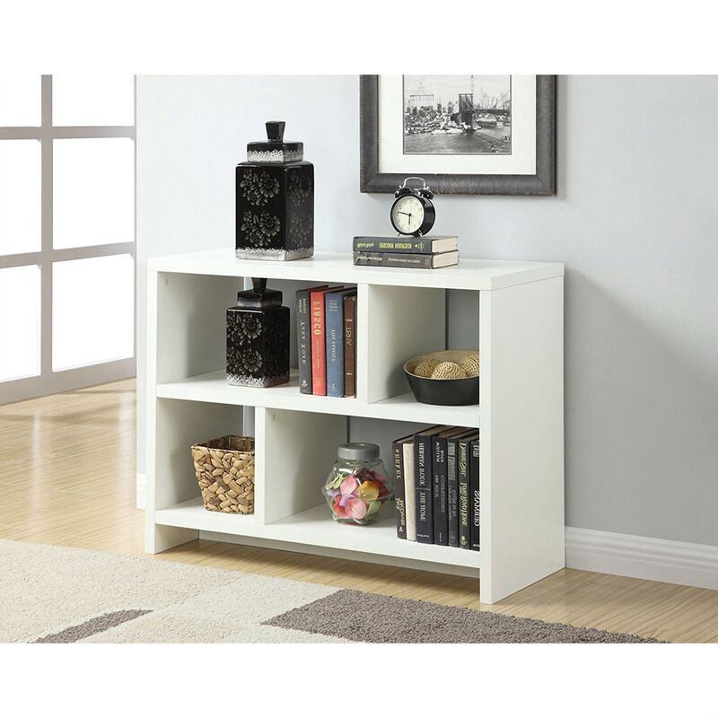 Hivvago White 2-Shelf Modern Bookcase Console Table