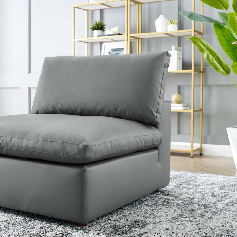 Commix Down Filled Overstuffed Vegan Leather Armless Chair image number 8