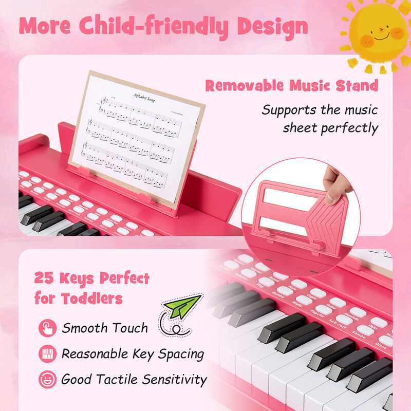 Adjustable Speed and Volume 25-Key Kids Piano Keyboard image number 5