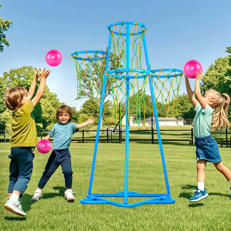 Adjustable Basketball Hoop for Kids &ndash; 4-Hoop Stand with Portable Base, Indoor Outdoor Sports Toy for Toddlers & Preschoolers