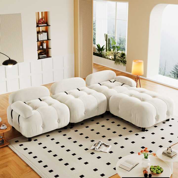 Upholstery Modular Convertible Sectional Sofa, L Shaped Couch with Reversible Chaise