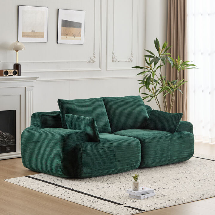 Whisen Large Memory Foam Compressed Loveseats with Corduroy Fabric