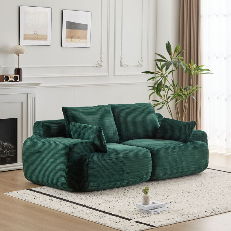 Whisen Large Memory Foam Compressed Loveseats with Corduroy Fabric image number 1
