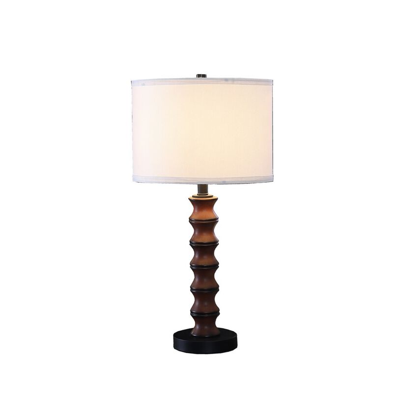 ELEMENT ACE Modern Coastal 27.5 Inch Table Lamp with Polyresin Body, Cotton Linen Drum Shade, In-Line On/Off Switch Ideal for Bedroom Living Room Home Decor Ambient Lighting image number 2