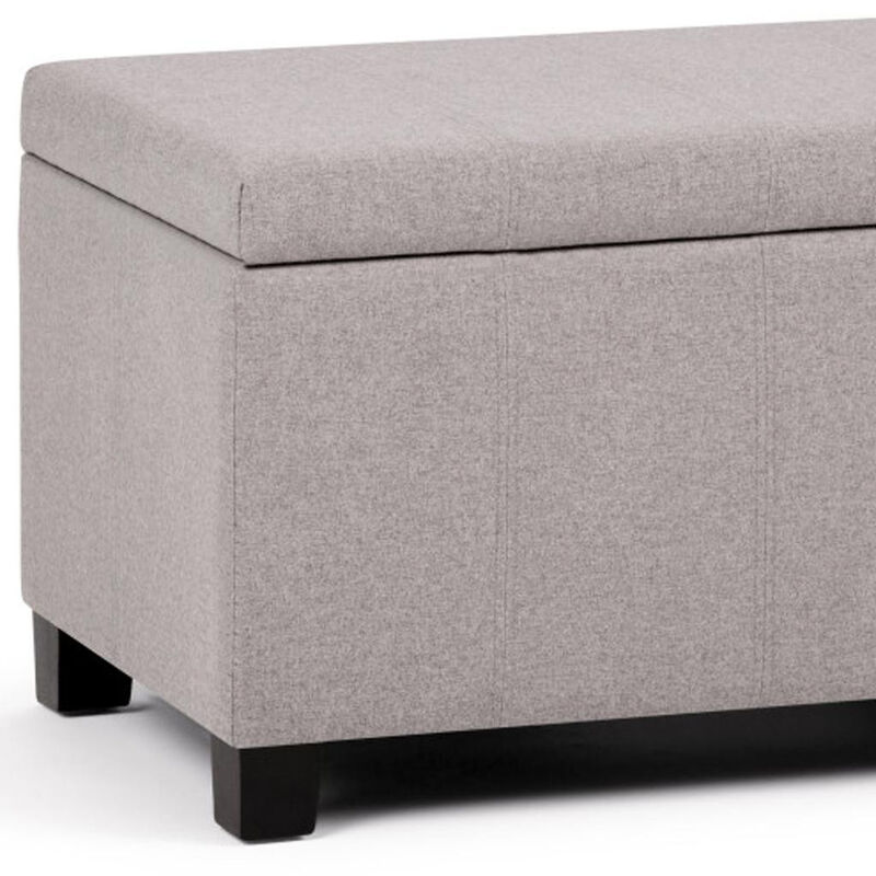 HomeRoots 36" Light Gray and Dark Brown Faux Linen and Solid Wood Upholstered Storage Bench With Flip Top image number 3
