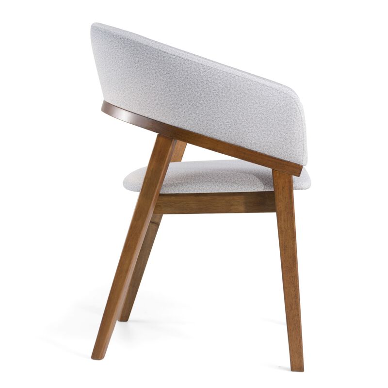 Cid Naj Dining Chair, Gray Fabric Cushions, Curved Walnut Brown Rubberwood image number 2