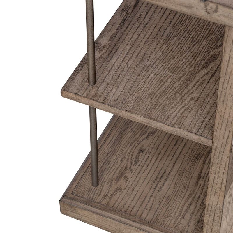 Liberty Furniture City Scape Metal Accent Oak Wood End Table for Living Room Burnished Beige image number 5