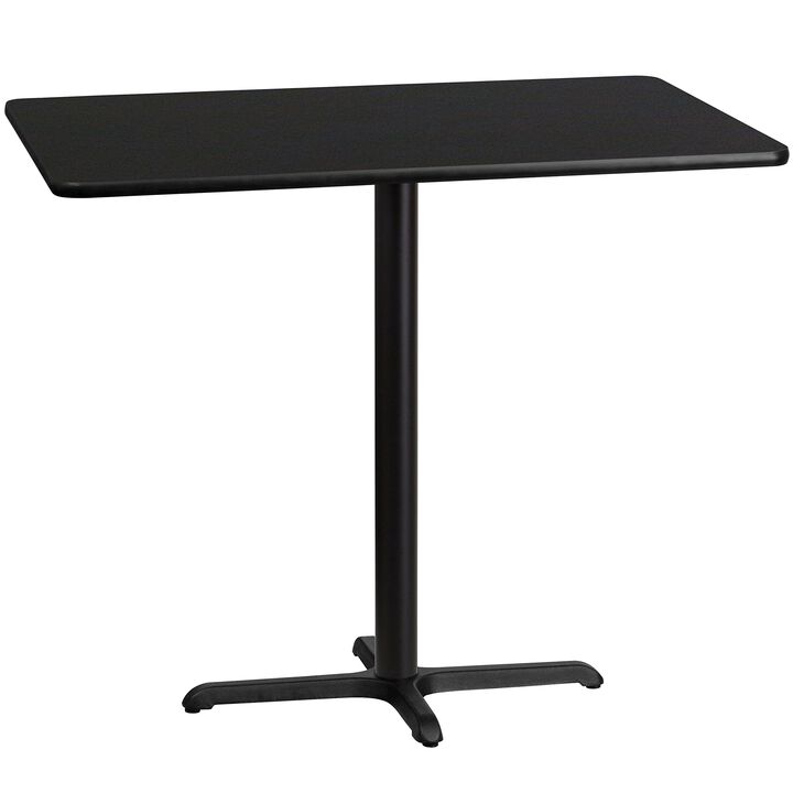 Flash Furniture Stiles 30'' x 48'' Rectangular Black Laminate Table Top with 23.5'' x 29.5'' Bar Height Table Base