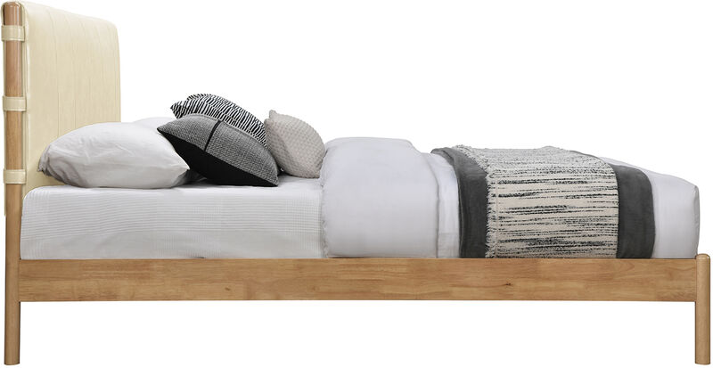 Meridian Furniture Asher Cream Vegan Leather King Bed