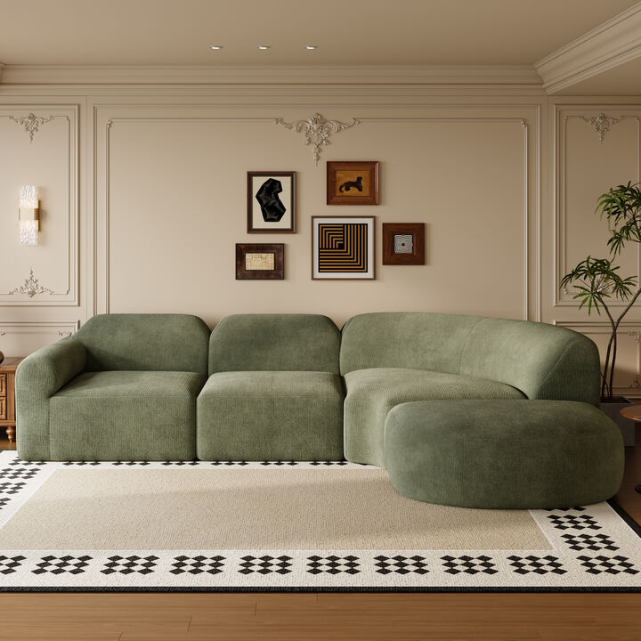 Zorvfu 111" Modern Compressed  Curved Sectional