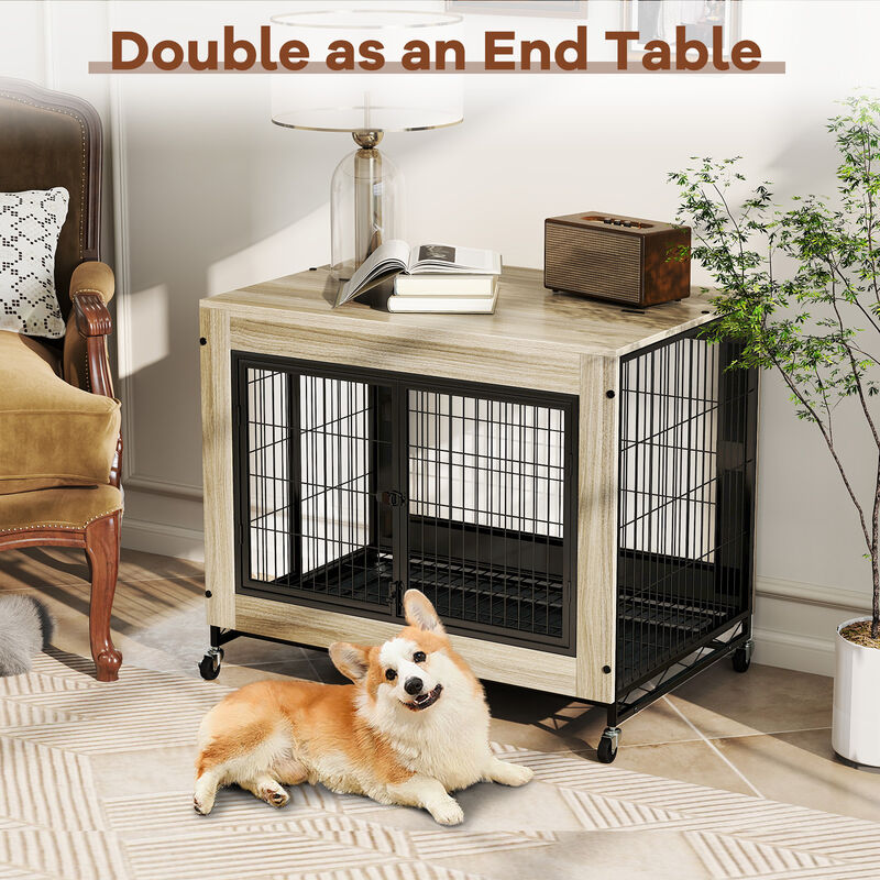 Steel Frame Dog Crate with Flip-Up Access, 3 Secure Doors & Removable Tray For Dogs image number 5