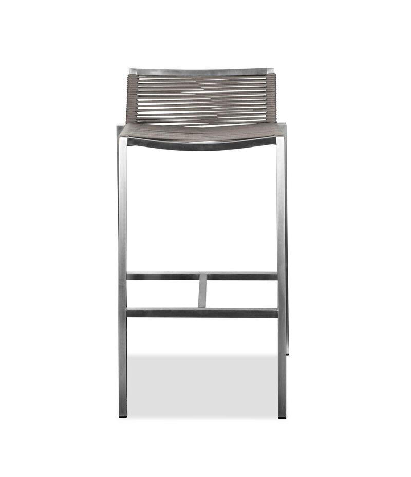 HomeRoots 28" Brown And Silver Stainless Steel Low Back Bar Height Bar Chair image number 0