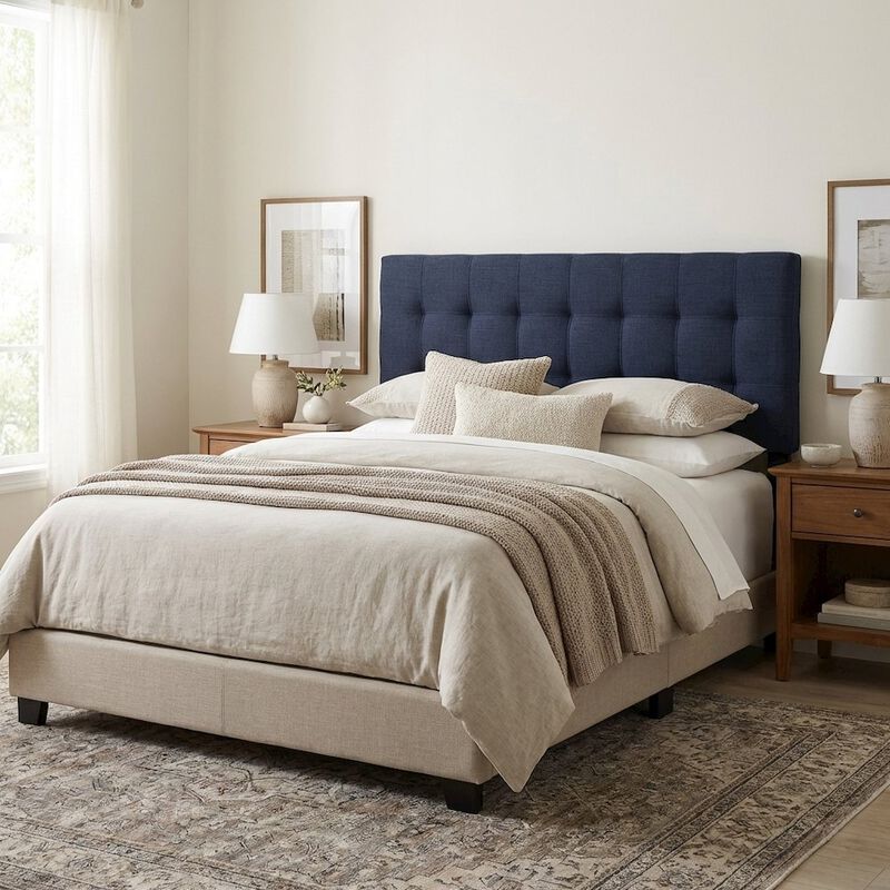 Upholstered Fabric King Headboard with Soft Padding and Elegant Design image number 3