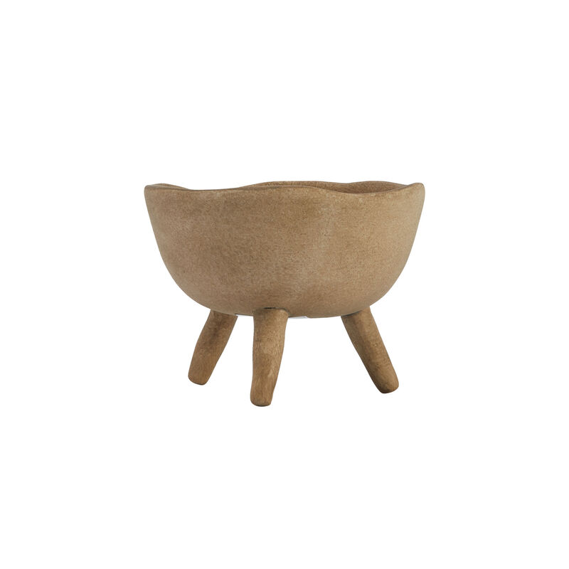 Boho Terracotta Footed Bowl with Organic Edge, Matte Taupe image number 2