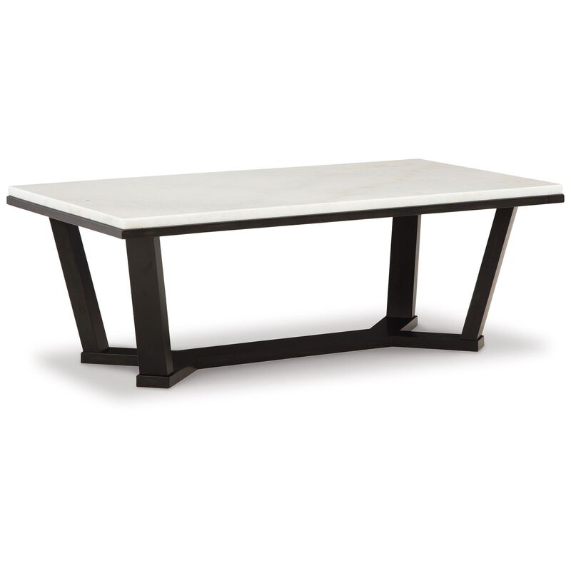 Fana Cocktail Coffee Table, Marble, Rectangular 48 Inch Espresso Brown