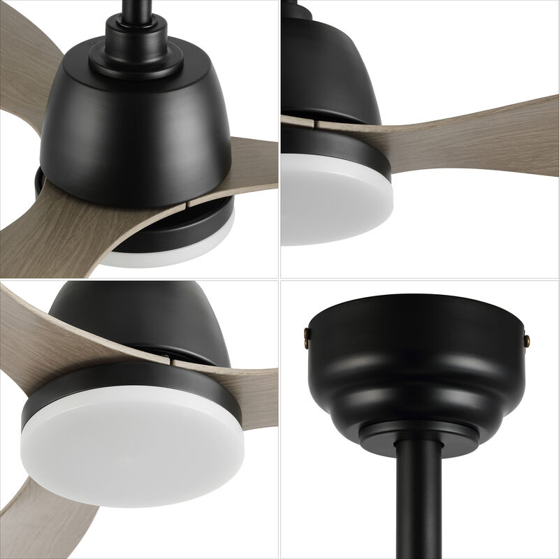 Audie Classic Industrial Iron/Plastic App/Remote-Controlled 6-Speed Integrated LED Ceiling Fan