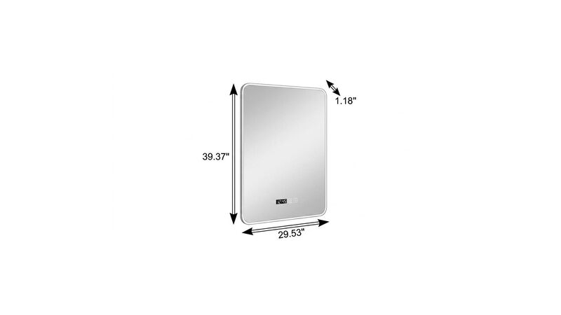 HomeRoots 39" Black Aluminum Lighted Framed Anti Fog Bathroom Vanity Mirror image number 2