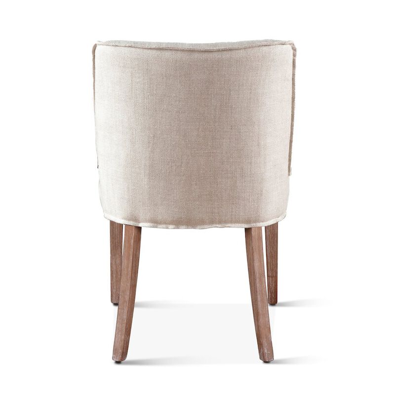 World Interiors Avery Dining Chair in Off-White Linen with Natural Legs