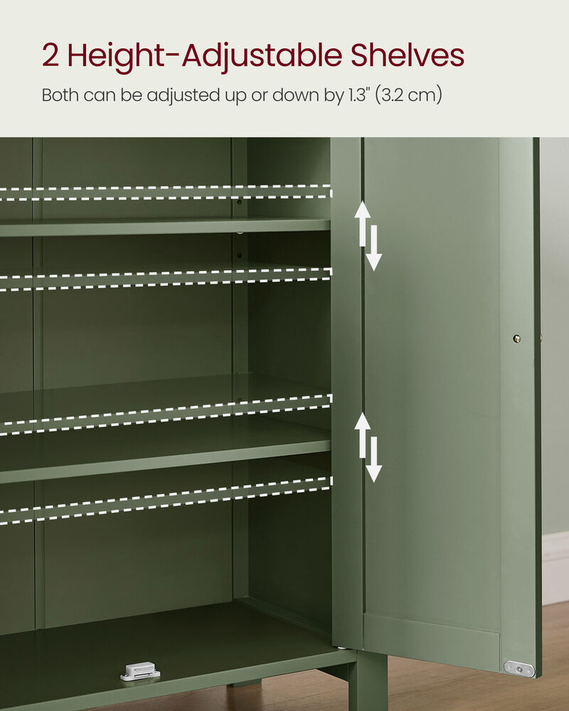 Bathroom Floor Storage Cabinet with Double Door Adjustable Shelf
