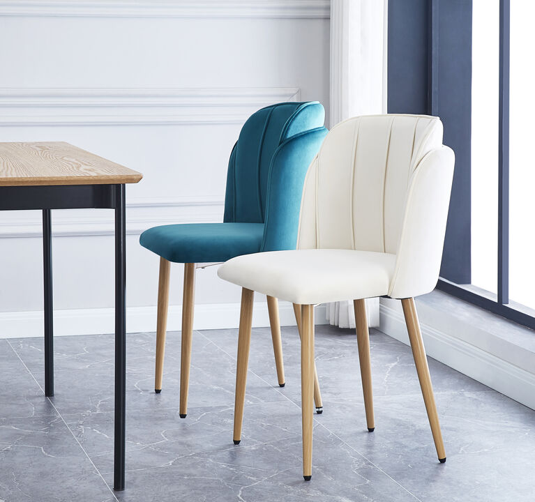 Set of 2 Scandinavian Dining Chairs with Metal Legs